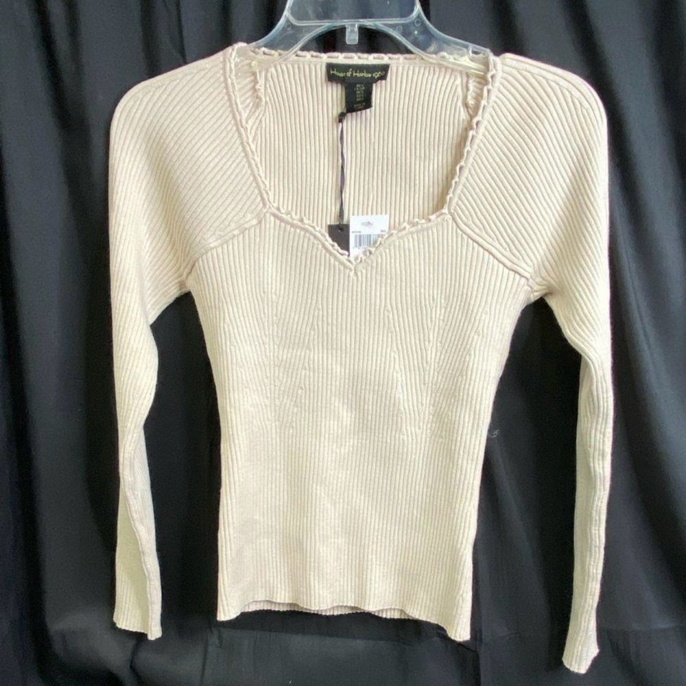 NWT House of Harlow 1960 Cream V-Neck Sweater